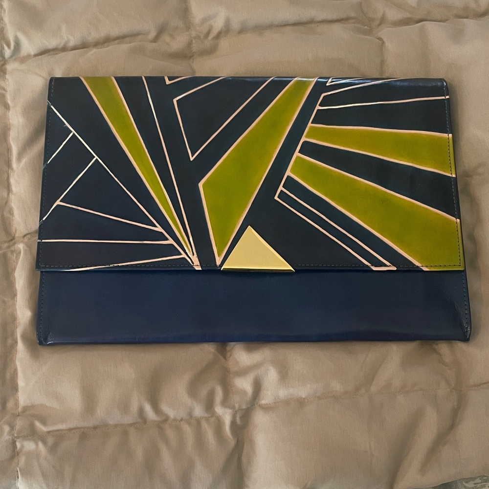 Geometric Leather Clutch with Bold Design